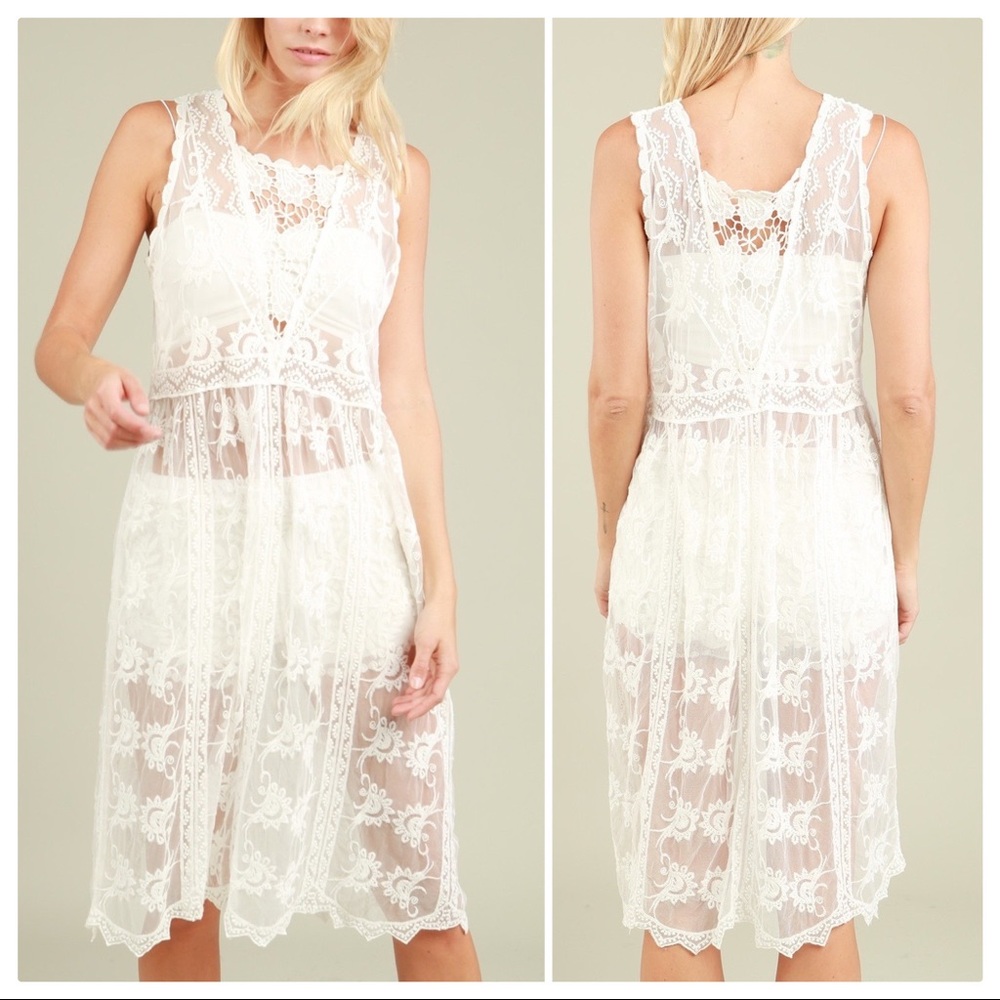 POL Naomi Ivory Lace Cover up Kimono Dress - Picture 4 of 16